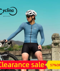 Cyclina,Men's Long Sleeve Quick-Dry Cycling Jersey - Sweat-Absorbing MTB & Road Bike Top