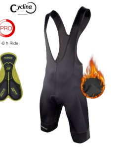 Cyclina Winter Thermal Cycling Bib Shorts - Men's Gel Pad, 6-Hour Comfort, 7CM Leg Gripper for 5-15°C