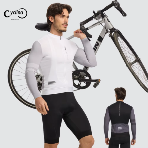 CYCLINA,Men's Long Sleeve Cycling Jersey | UPF50+ Sun Protection | MTB & Road Bike Shirt | 15℃-24℃ Outdoors Riding Gea