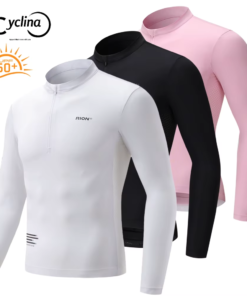 Cyclina,Men's Long Sleeve Cycling Jersey | Half Zipper UPF 50+ Sun Protection | Road Bike Clothing
