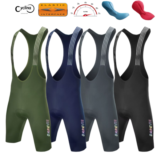Cyclina Men's Cycling Shorts with Italy Elastic Interface® Sponge Pad - Diamond Leg Gripper Bib Shorts
